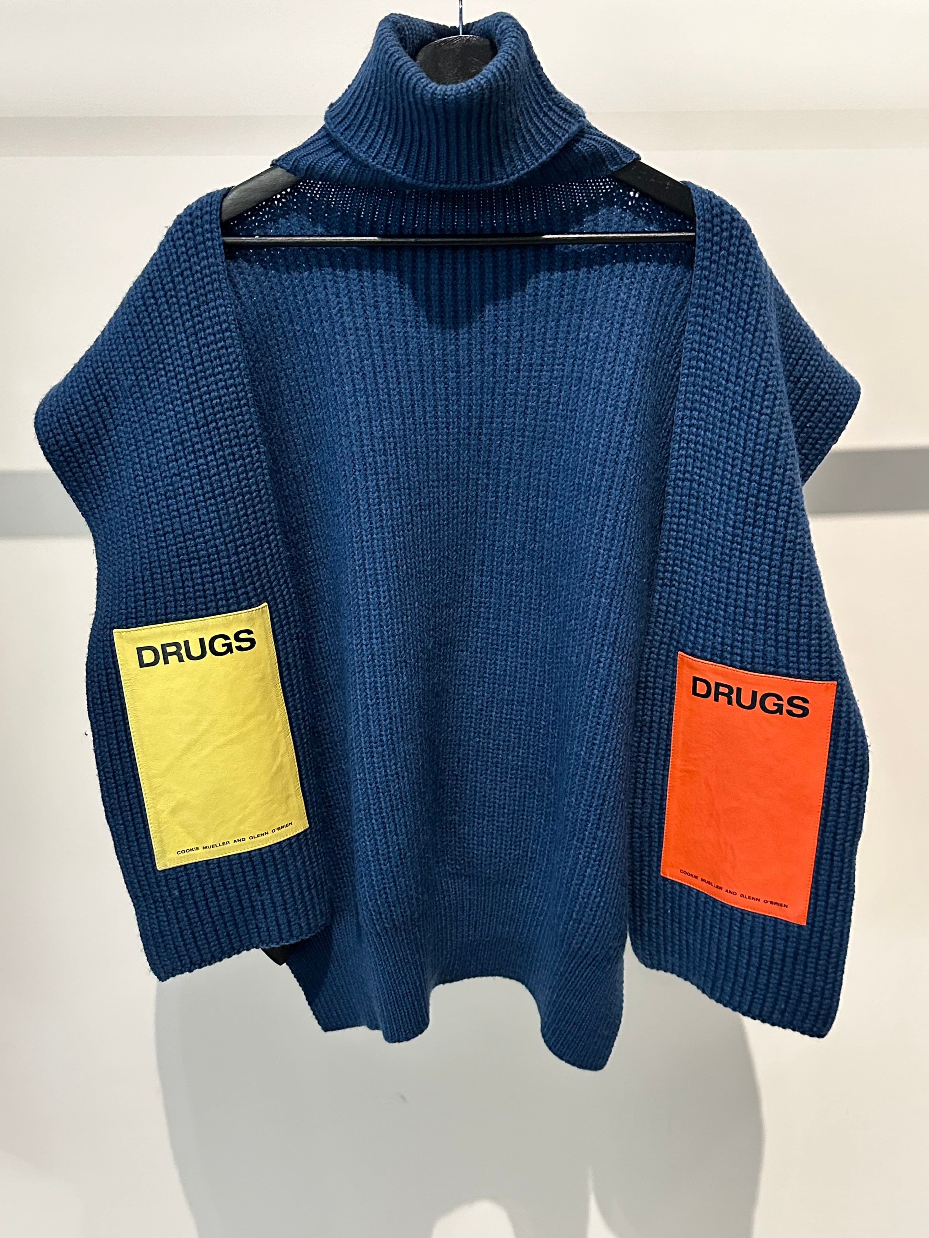 Raf Simons Drugs Patch Knitted Sweater Scarf Hybrid