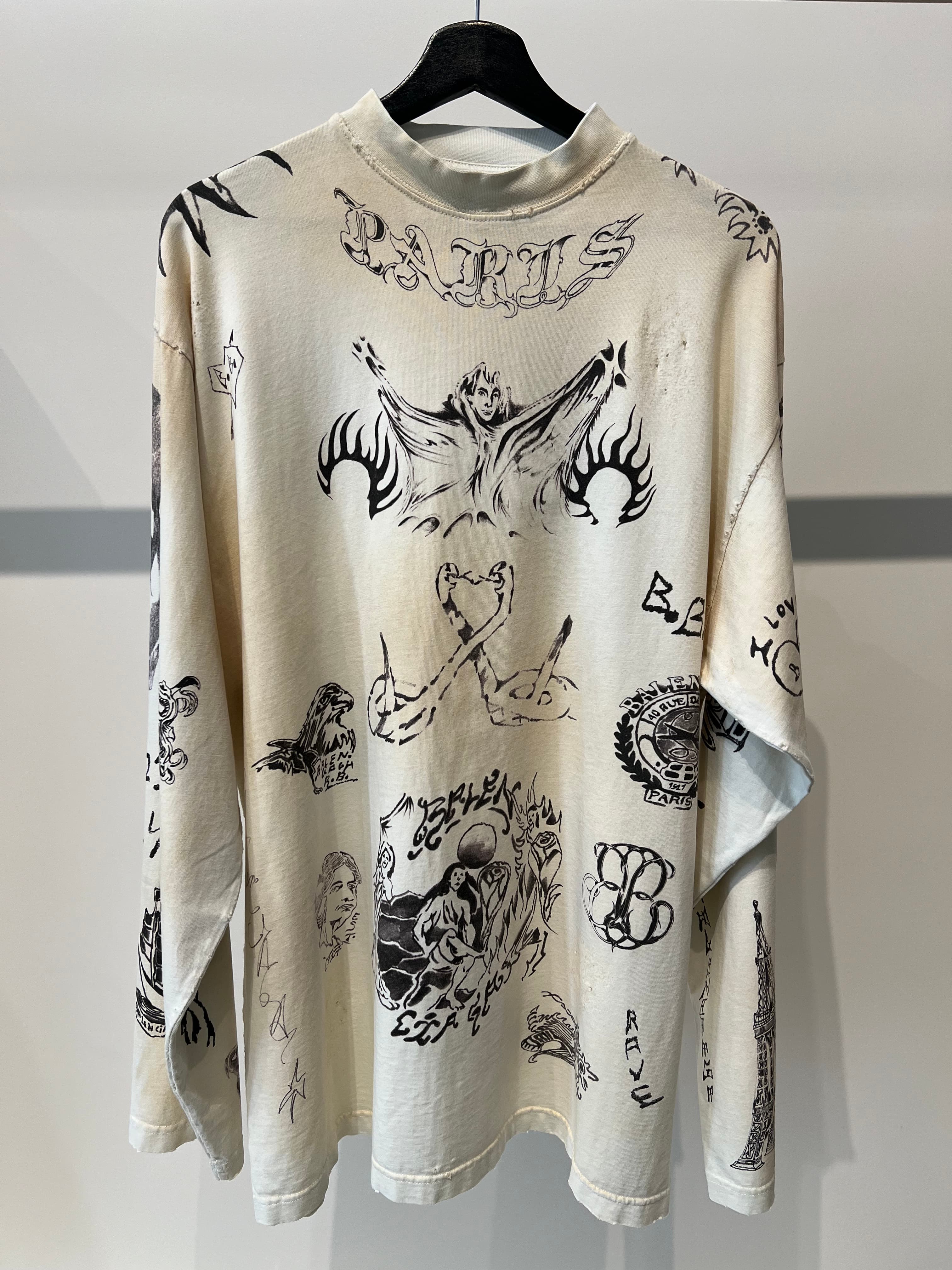 Balenciaga Tattoo Long Sleeve T-Shirt